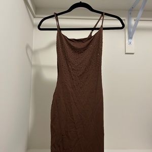 SKIMS X SWAROVSKI long jelly sheer cami long dress